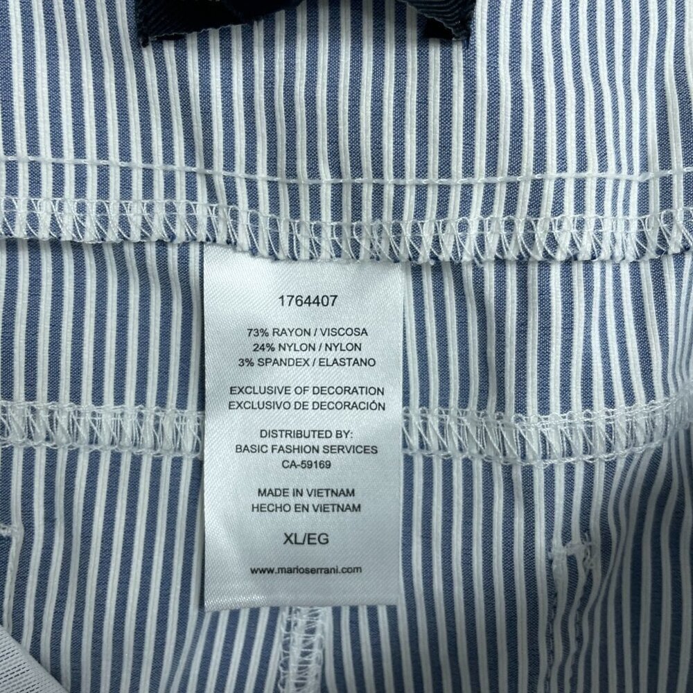 NEW Mario Serrani Women's XL  Comfort Stretch Capri Pants Navy/Ivory Stripped - Picture 7 of 12